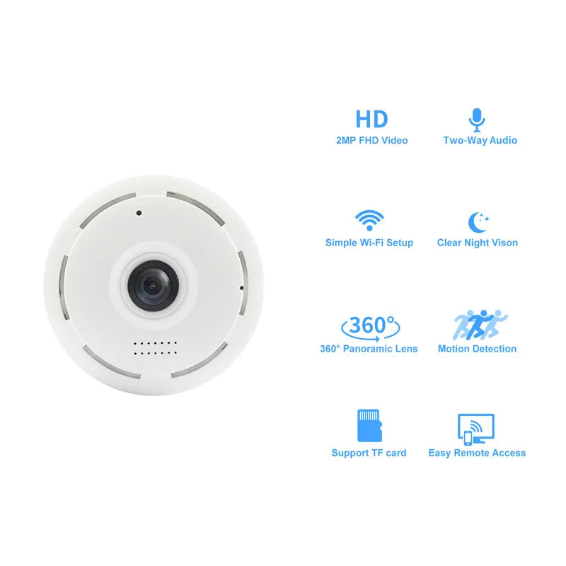 V380 Pro 3MP WIFI 360 Panorama Camera Indoor Smart Home Fisheye Lens CCTV Surveillance Wireless Security Protection Camera