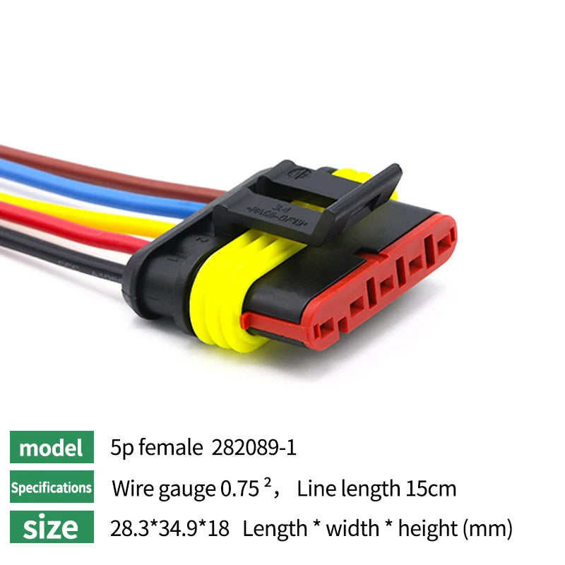 5/20/100Sets AMP Type 1.5 Series Automotive Waterproof Connector Plug Socket HID Male&Female 15CM Wire Harness 1P/2P/3P/4P/5P/6P