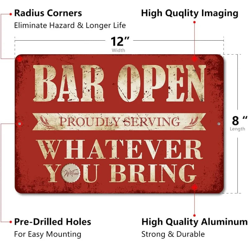 Iron Painting Retro Art Bar Logo Decoration Fun Home Open Metal Men's Cave Gifts Indoor and Outdoor