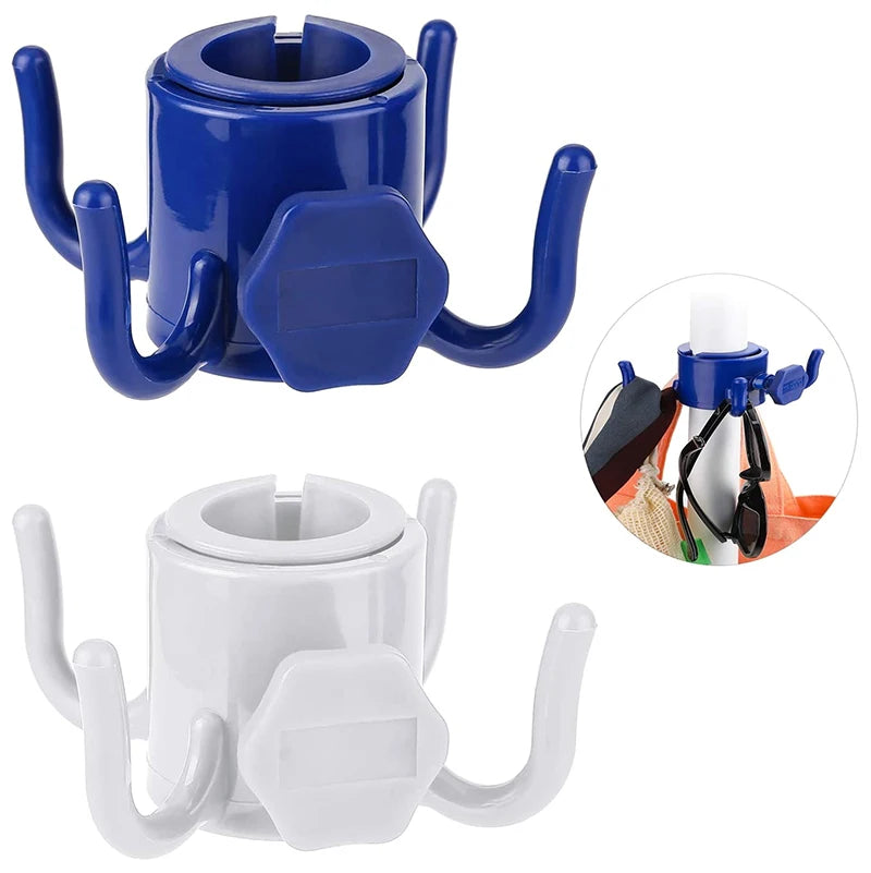 Beach Sunshade Umbrella Hook Hanging Rack Outdoor Camping Trip Clasp 4 Prongs Hook For Towels Bags Hats Sunglasses