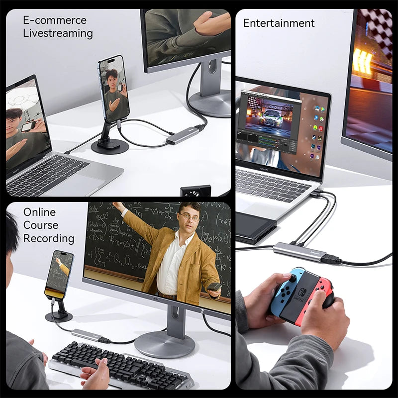 Ulanzi Video Capture Card USB 3.0 HDMI USB-C 1080P For OBS Capturing Game Card Live Streaming 60fps HD Video Recorder Grabber