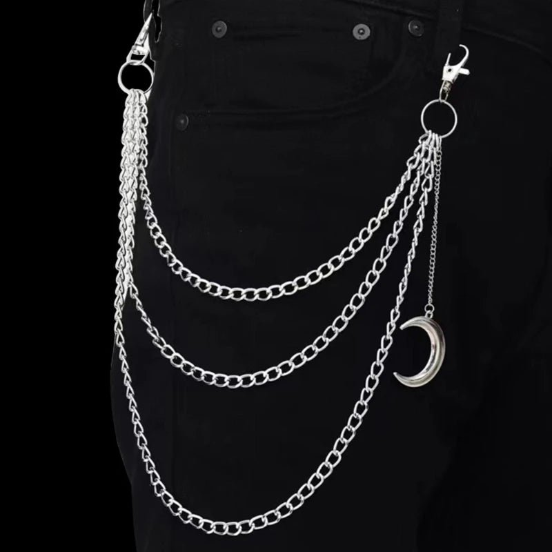 Harajuku Hip Hop Pants Chain Punk Jeans Chain Wallet Jewelry Unisex Trousers Ornament Aesthetic Halloween Chain for Daily Wear