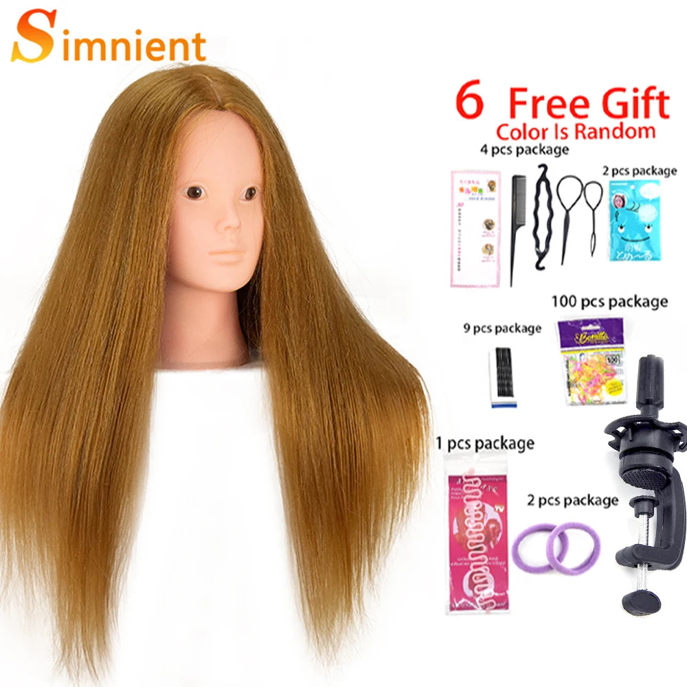 Mannequin Head With 26” 85%Real Human Hair Styling Training Head Manikin Cosmetology Doll Head For Straightening Curling Braid