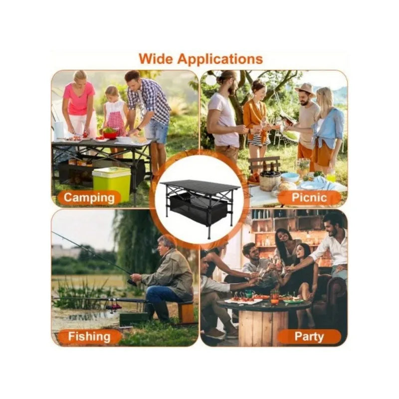 1 folding camping table portable aluminum roll picnic grill table carrying bags heavy duty outdoor party terrace