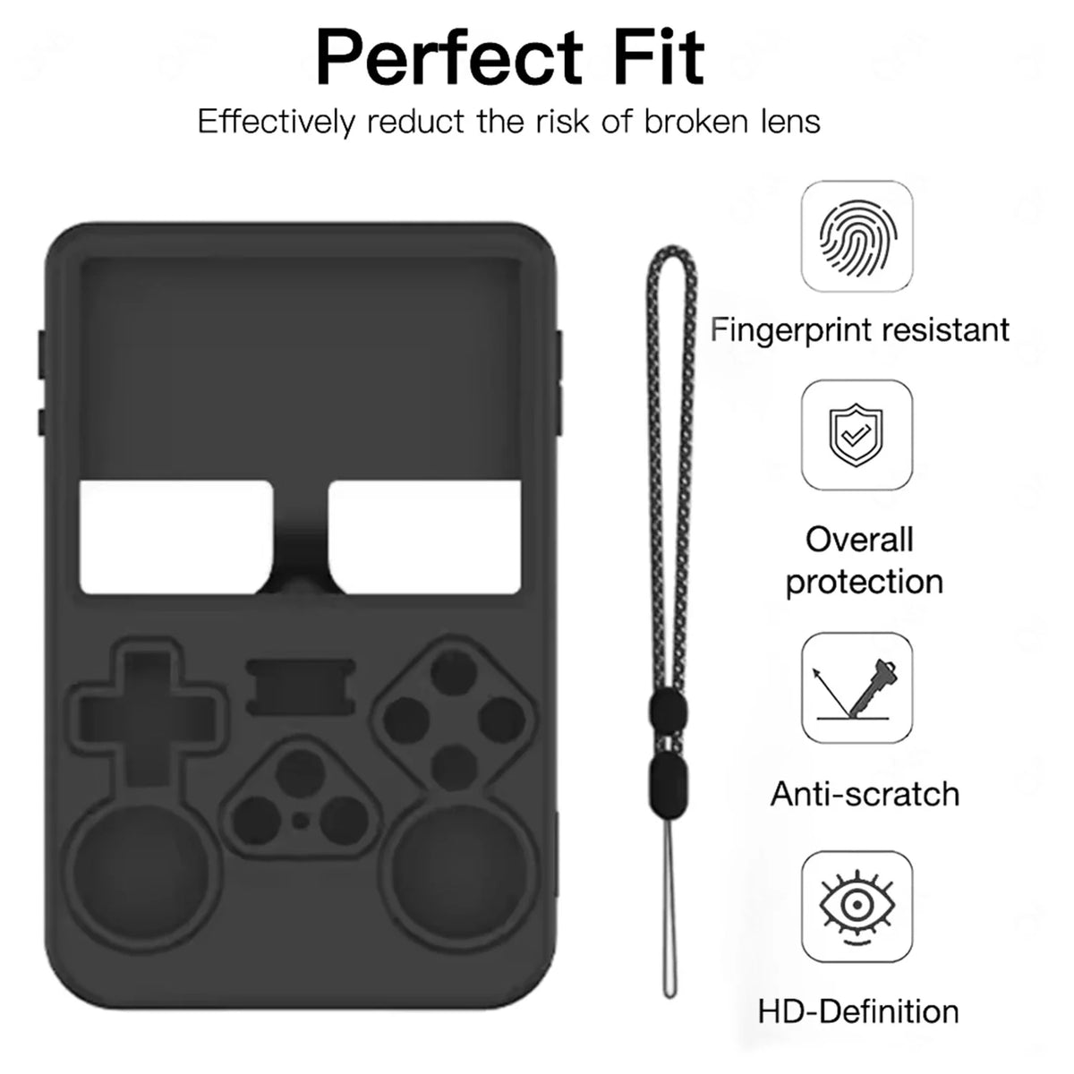 Case With Lanyard For R36S Console Soft Silicone Skin Shell Cover Full Protection Anti-Scratch Protector Game Accessories