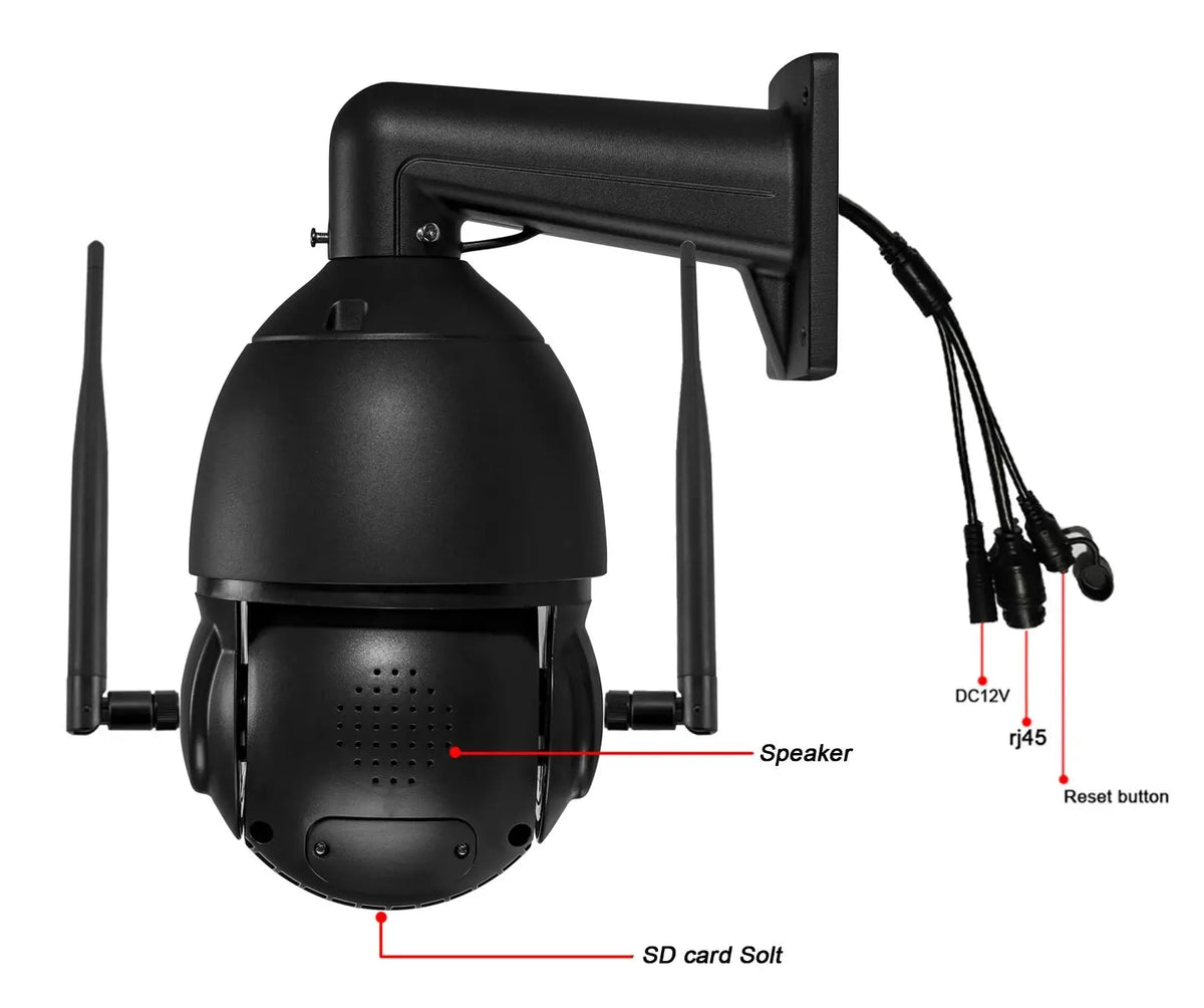 Auto Tracking CamHi H.265+ 8MP 4K IMX415 Laser Infrared 256G 90X Optical Zoom Audio 360° Rotate Alarm WIFI POE PTZ IP Camera