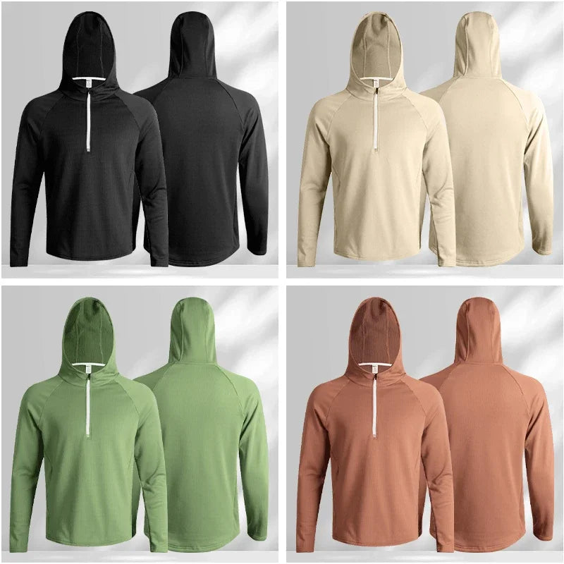 Mens Fitness Tracksuit Running Sport Hoodie Gym Joggers Hooded Outdoor Workout Athletic Clothing Muscle Training Sweatshirt Tops