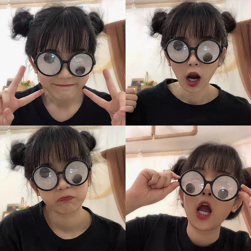 New Type Creative Plastic Cute Will Turn the Eyeball Round Frame Funny Party Glasses Entertainment Game Novelty Toys
