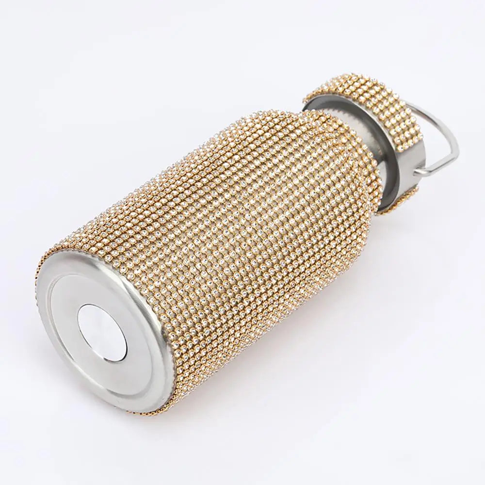 350ml/500ml/750ml Stainless Steel Insulated Vacuum Cup Rhinestone Decor Flask Bottle Drinking Kettle Thermal Mug Outdooor Travel
