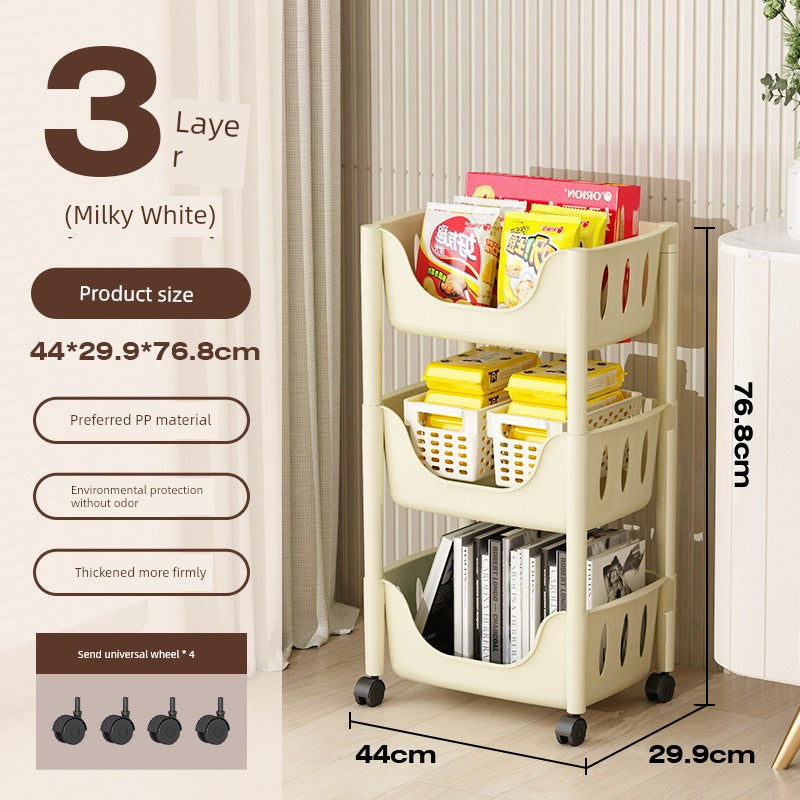 Multi-Layer Fruit and Vegetable Living Room and Bathroom Bookshelf Mobile Trolley
