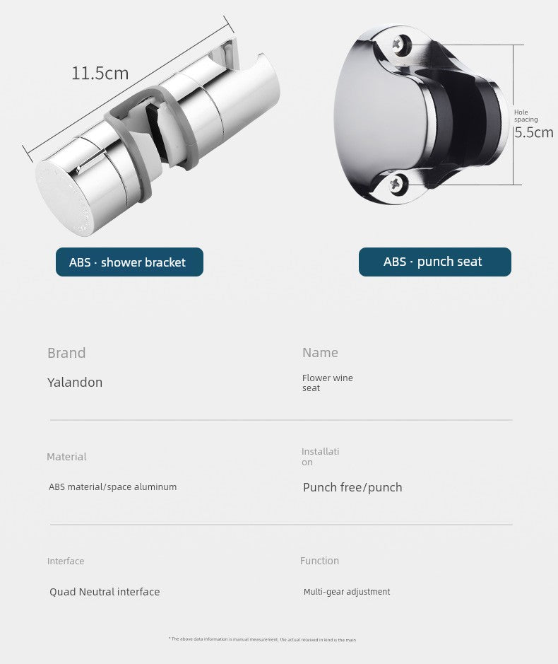 Shower Bracket Punch-Free Fixed Base Shower Nozzle Adjustable Rain Suction Cup Bathroom Shower Head Accessories