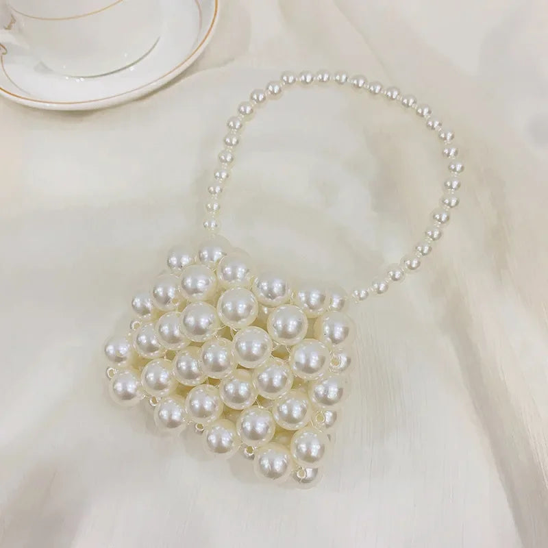 Fashion Handmade Pearl Coin Purse Children Crossbody Bag Girls Summer Party Shoulder Bags Kids Sweet Korean Mini Wallet Handbags