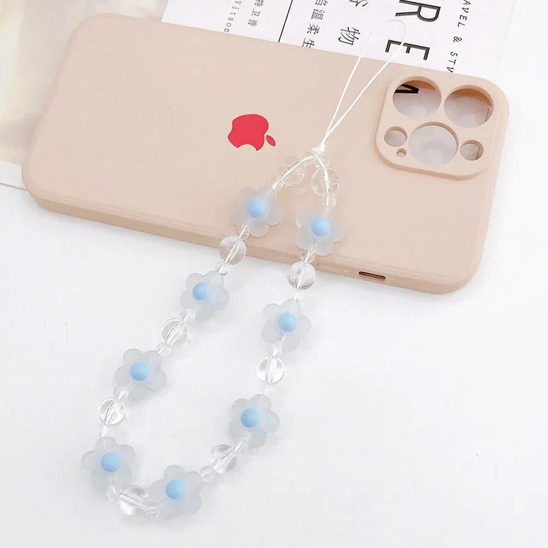 2024 Acrylic Flower Cat Head Beads Charm Phone Chain Lanyard Jewelry for Women Phone Case Strap Butterfly LOVE Letter Accessory
