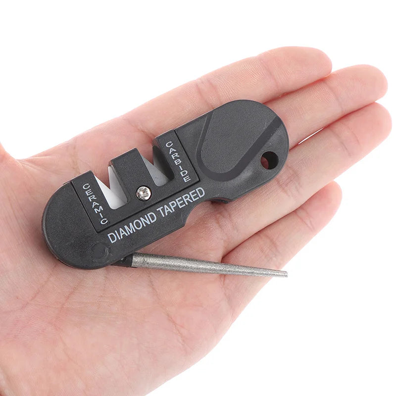 Portable Tungsten Ceramic Carbide Knife Whetstone Sharpener Sharpen Fish Hook Pocket Diamond Tool Camp Hike outdoor