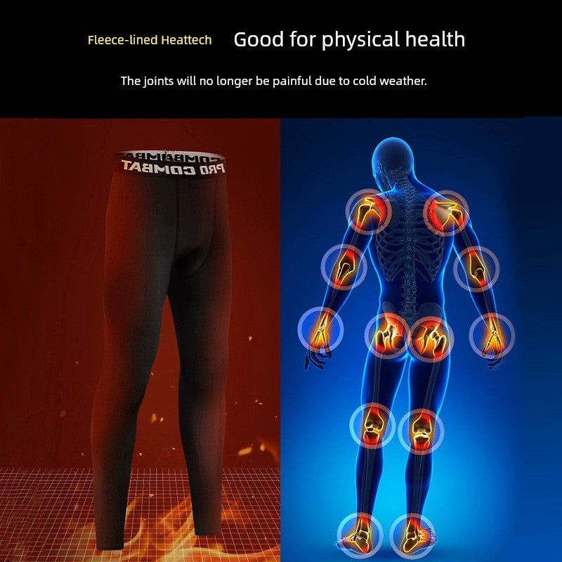 Winter Running Outfit Men's Quick-Drying Tights Fleece-lined Warm Keeping Sports Intimates High Elastic Cycling Fitness Training Compression