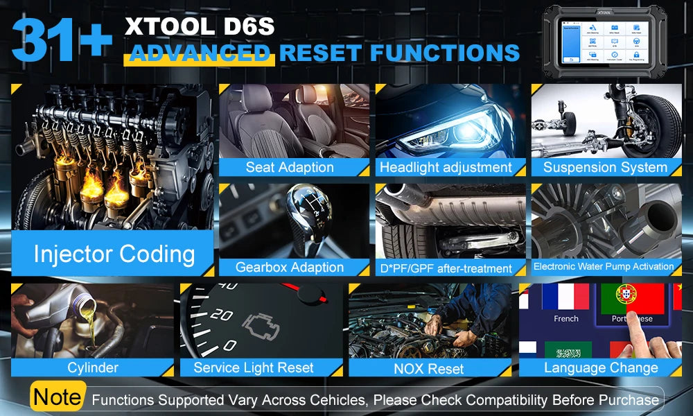 XTOOL D6 D6S Car Diagnostic Tools All System Automotive Scanner For All Car 30+ Services Lifetime Free Update Built-in CANFD FCA