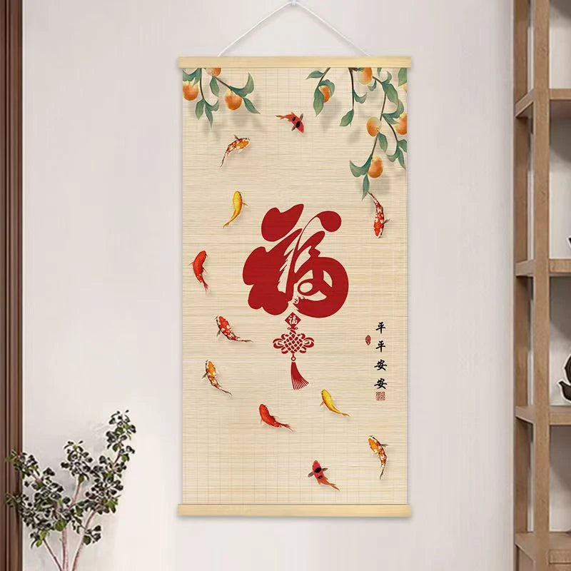 Koi hanging paintings, attracting wealth receiving blessings, living room decorations, home feng shui decoration