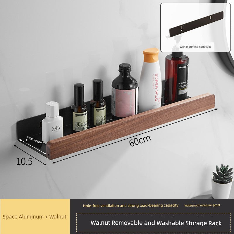 Punch-Free Kitchen Washstand Wall-Mounted Solid Wood Storage Rack