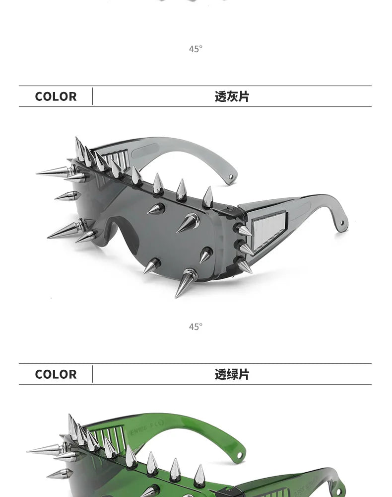 Novelty Punk Glasses Cyberpunk Rock Large Shield Spike Fashion Weird Club Sunglasses Funny Party Glasses