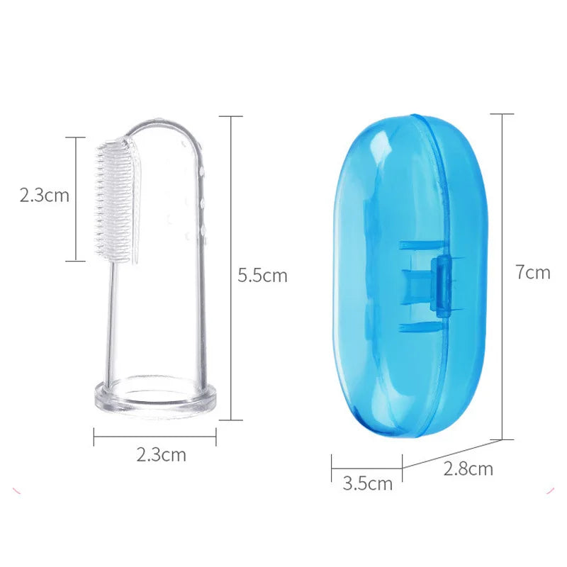 Cute Baby Finger Toothbrush With Box Children Teeth Clear Massage Soft Silicone Infant Rubber Cleaning Brush Massager Set