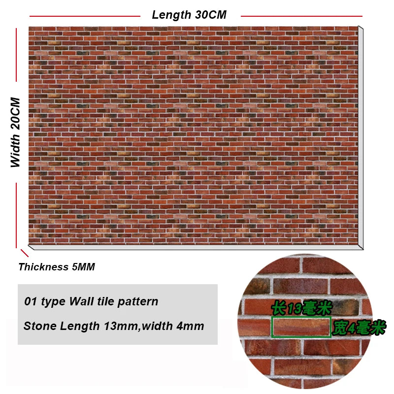 PVC Building Wall Panel Material 20X30CM Floor Tile Miniature Model For Diy Handmade House Design Scene Layout Diorama Kit 1Pcs