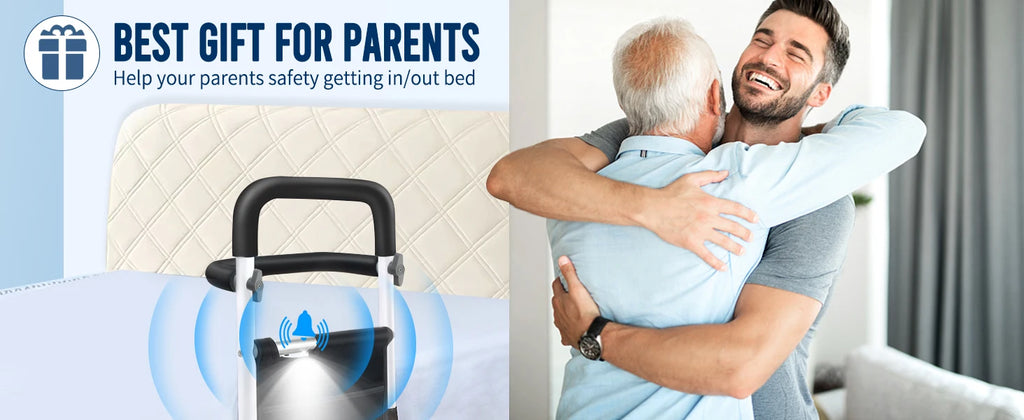 Bed Rails for Seniors with Built-in Bed Alarm & Motion Light, Beds Assist Rails for Elderly Adults Safety, Bed Guard Rails