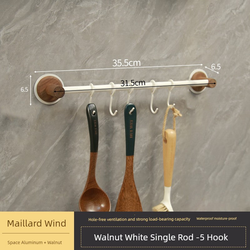 Punch-Free Kitchen Washstand Wall-Mounted Solid Wood Storage Rack