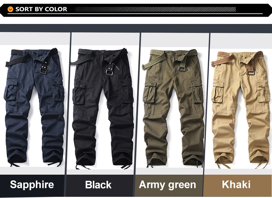 AKARMY Men's Casual Cargo Pants Workout Joggers Stretch Sweatpants Hiking Drawstring Tactical Pants with Multi Pockets(No belt)
