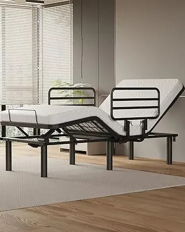 Adjustable Bed Base with one Bed Assist Rail for Seniors, Premium Quiet Motor, Anti-Snore, Zero Gravity, Memory Pre-Sets, Wirele