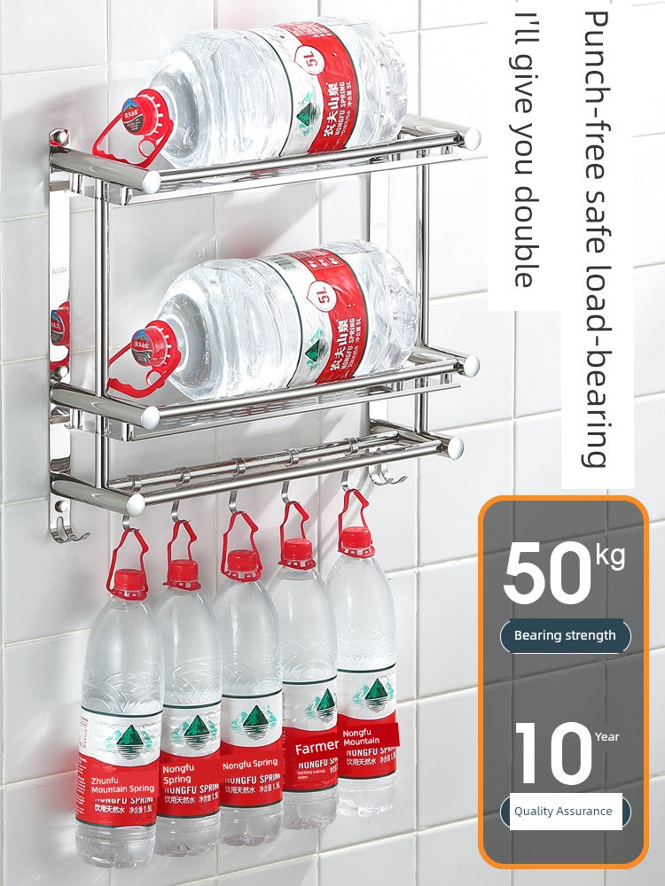 Punch-Free 304 Stainless Steel 2-Layer Bathroom Towel Rack
