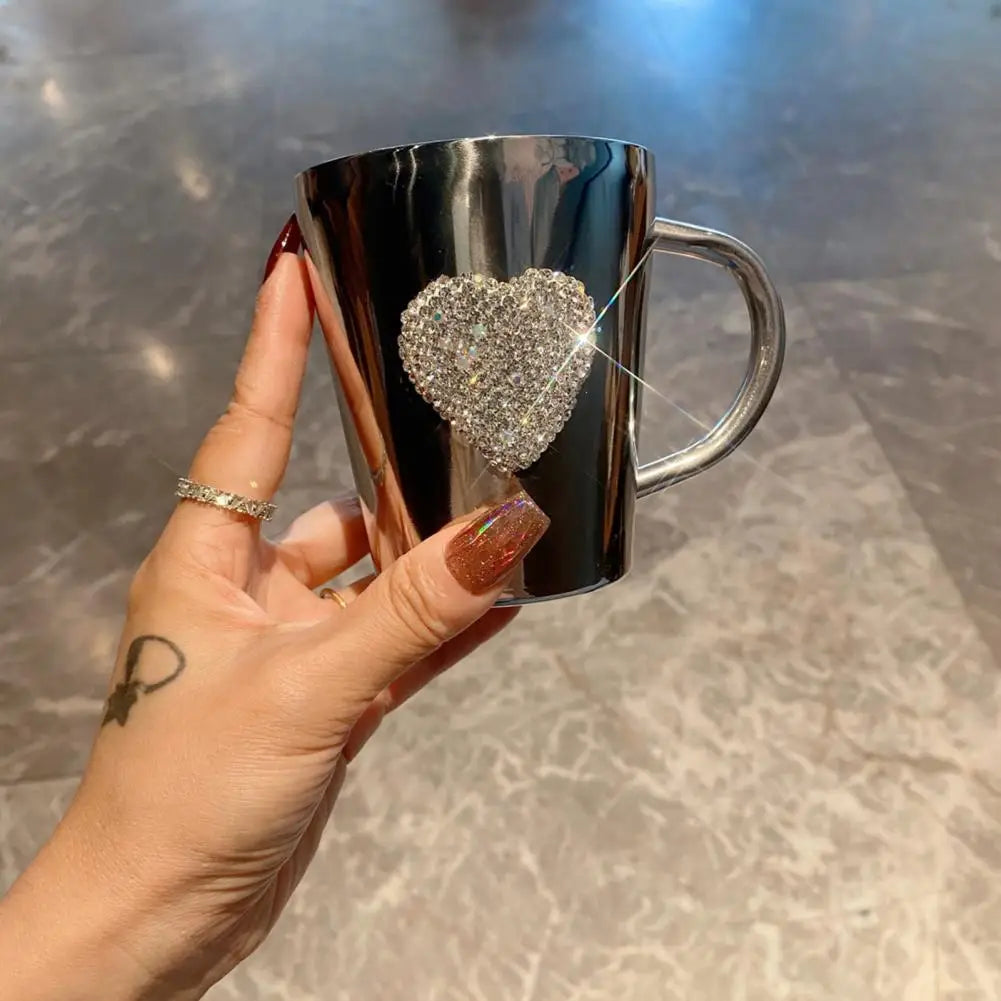 Coffee Lover Gift Idea Drinkware Heart-shaped Stainless Steel Coffee Mug Elegant Faux Cup for Hot Beverages Gift for Coffee