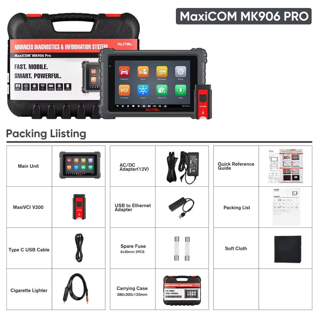 2025 Newest Autel MaxiCOM MK906PRO Diagnostic Tool, MK906 Pro OBD2 Auto Car Scanner ECU Coding 36+Service All System CAN FD DoIP