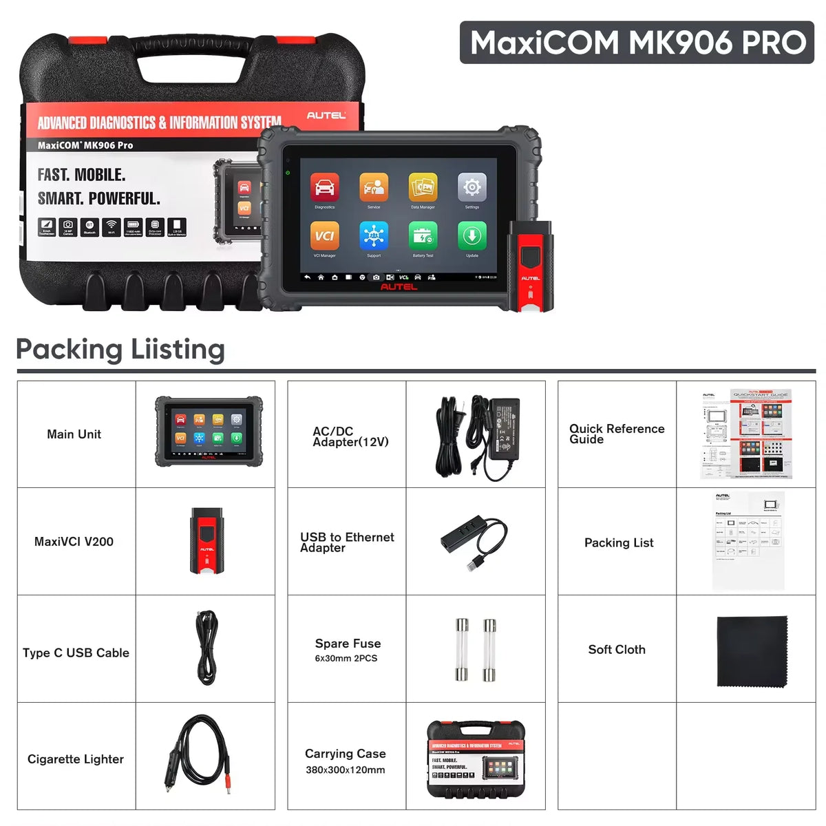 2025 Newest Autel MaxiCOM MK906PRO Diagnostic Tool, MK906 Pro OBD2 Auto Car Scanner ECU Coding 36+Service All System CAN FD DoIP
