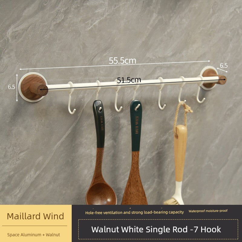 Punch-Free Kitchen Washstand Wall-Mounted Solid Wood Storage Rack