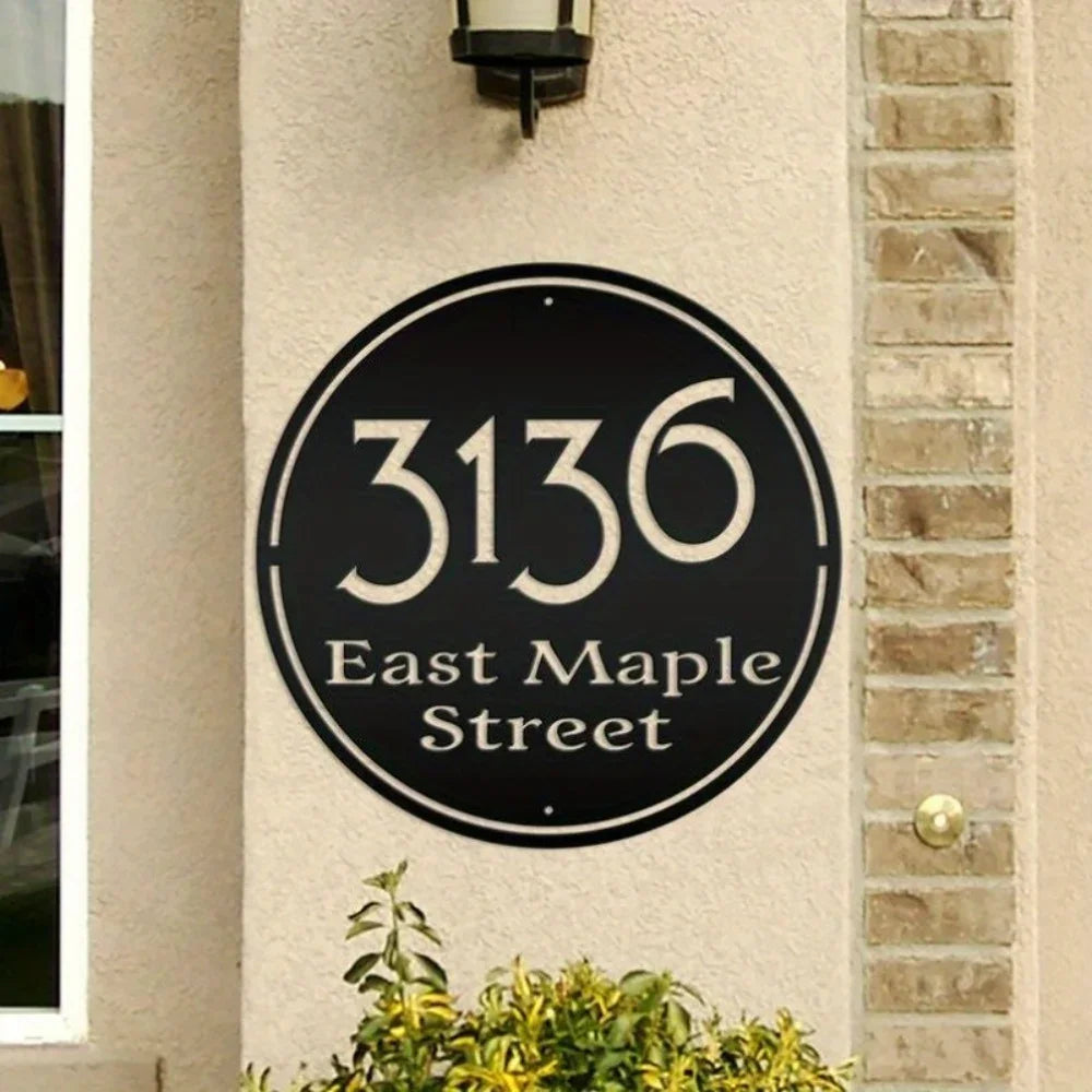 "Enhance Your Stylish Home with 1pc Personalized Metal Address Sign, A Modern Solution for A Unique and Ideal Decoration."