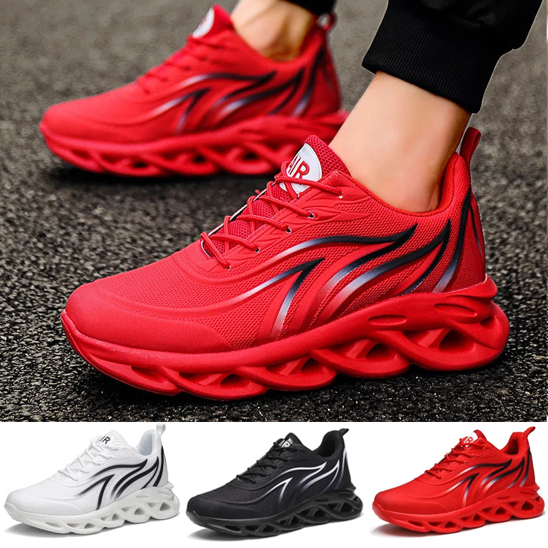 Men's Flame Print Sneakers Mesh Breathable Sneakers Comfortable Running Shoes Outdoor Men Sneakers Athletic Shoes Zapatos Hombre