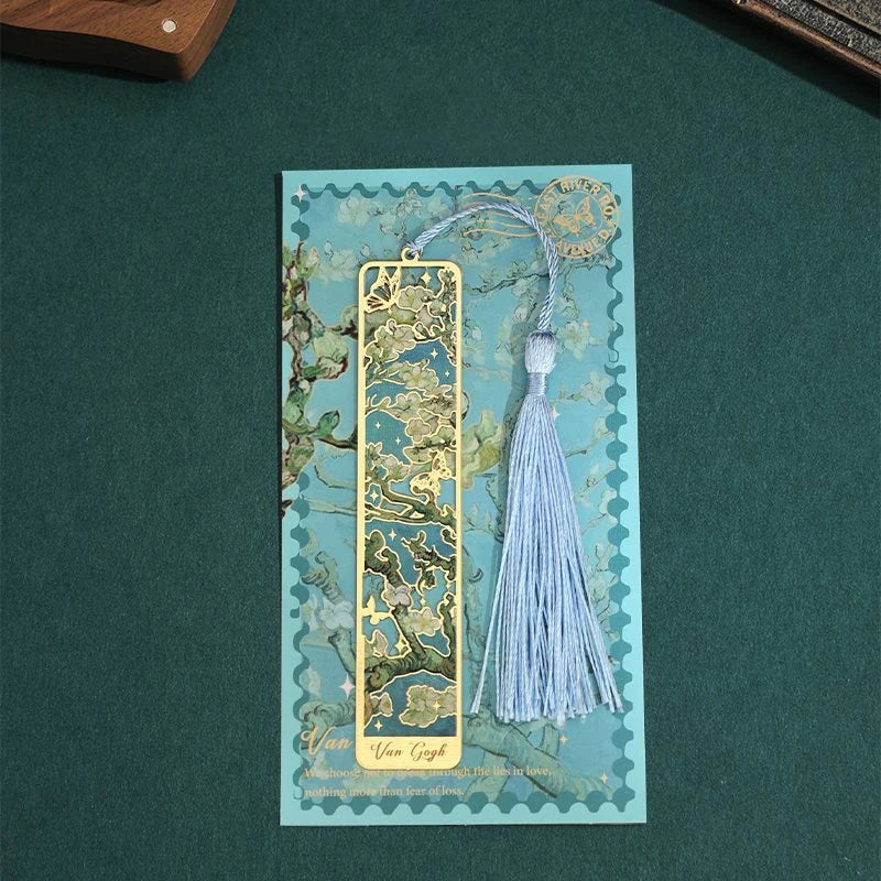 1pcs Art bookmark metal hollow Oil Painting  Student Reading Mark Floral Painting Book Accessories Aesthetic Stationery Gift