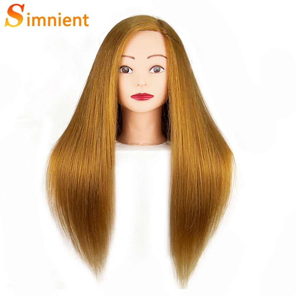 Mannequin Head With 26” 85%Real Human Hair Styling Training Head Manikin Cosmetology Doll Head For Straightening Curling Braid