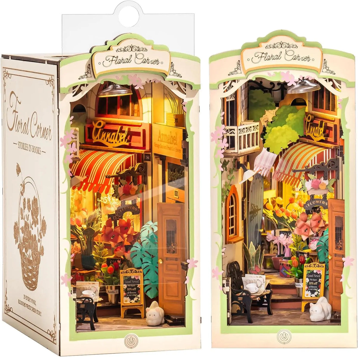 Robotime Rolife DIY Book Nook Wooden Miniature Doll House for Bookshelf Insert Furniture