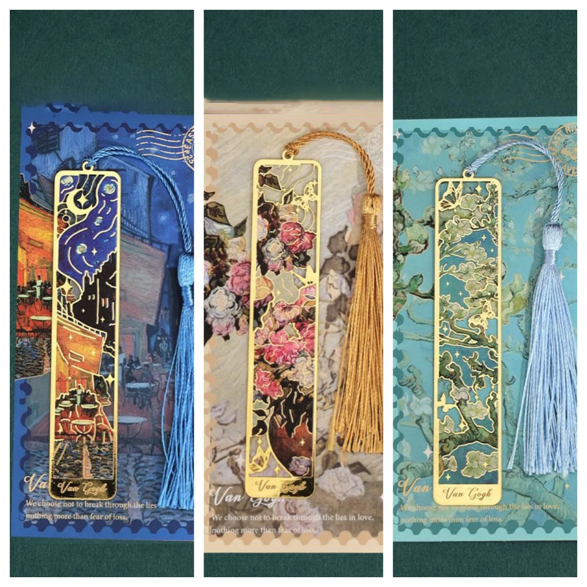 1pcs Art bookmark metal hollow Oil Painting  Student Reading Mark Floral Painting Book Accessories Aesthetic Stationery Gift