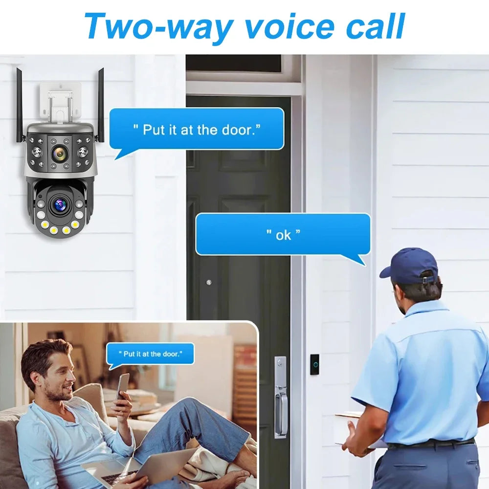 8MP Outdoor Wifi 50X Optical Zoom PTZ Camera Dual Screen Auto Tracking IP Video Surveillance Camera CCTV Two Way Audio ICSEE