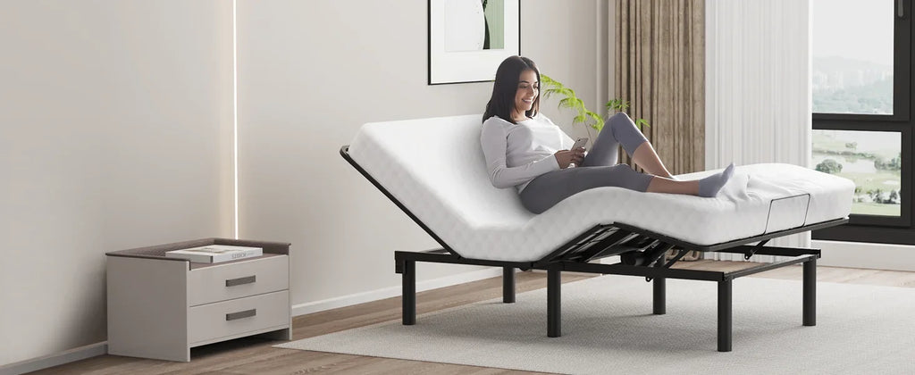 Adjustable Bed Base with one Bed Assist Rail for Seniors, Premium Quiet Motor, Anti-Snore, Zero Gravity, Memory Pre-Sets, Wirele