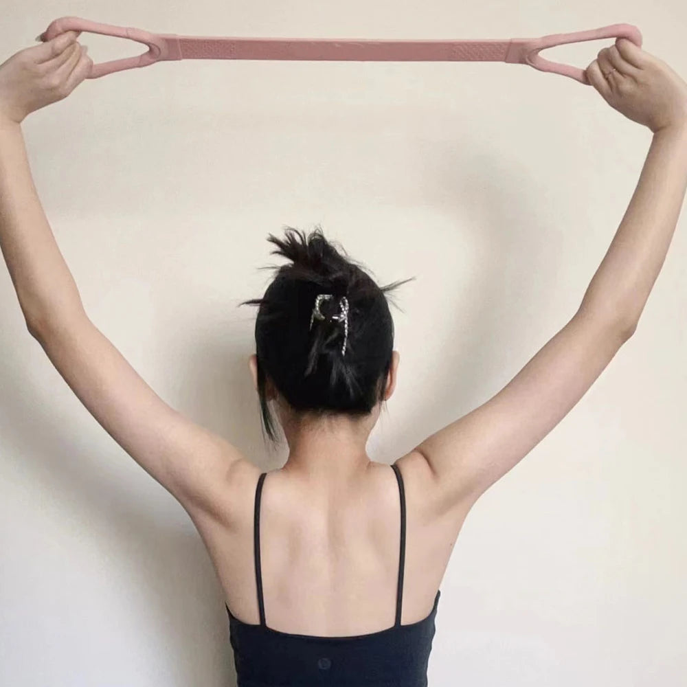 1 Pc 8-shaped Puller Yoga Auxiliary Household Elastic Band Fitness Equipment Open Shoulder Beauty Back Elastic Band Pink Elastic