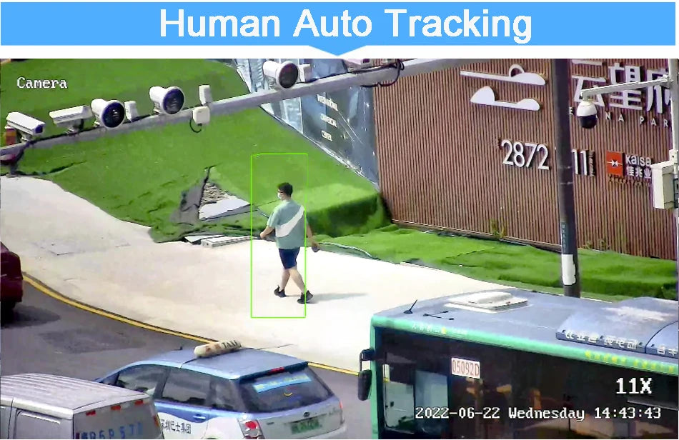 Max.256G Full Color Auto Tracking CamHi H.265+ 8MP 4K IMX415 54X Optical Zoom Audio Alarm WIFI POE PTZ 2 in 1 IP Security Camera