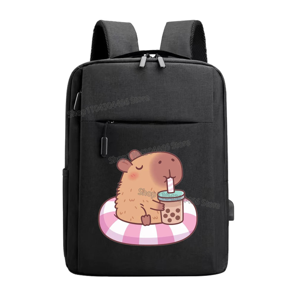 Capybara Laptop Backpack for Men,women Cute Animal Multi-functional Backpacks Fashion Anime Male Usb Charging Computer Bag Gift