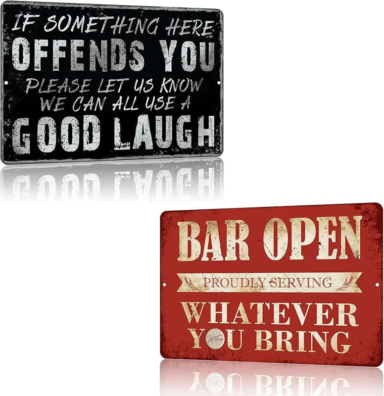 Iron Painting Retro Art Bar Logo Decoration Fun Home Open Metal Men's Cave Gifts Indoor and Outdoor