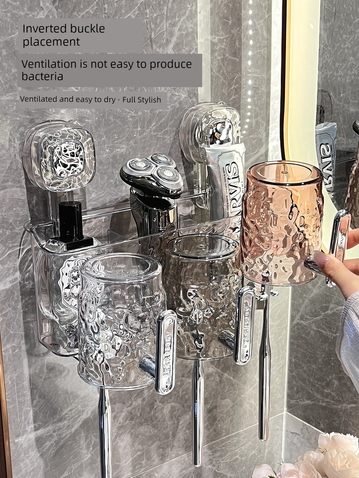 Suction Cup Toothbrush Rack Wall-Mounted No Punch Toothbrush Holder New Arrival Bathroom Tooth Cup Gargle Cup Shelf