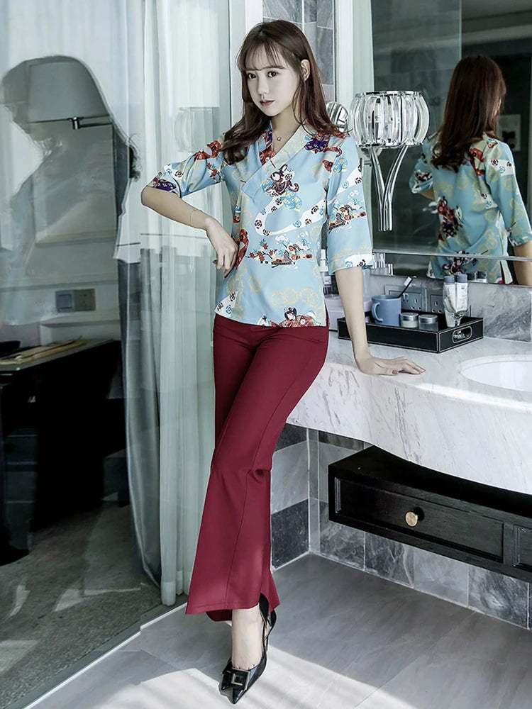 New Style Beauty Salon Uniform Women Foot Bath Technician Workwear Sauna Spa Massage Esthetic Overalls Hotel Working Pants Suit