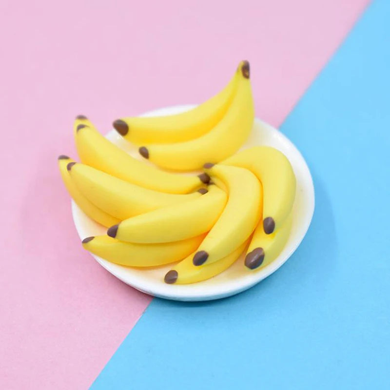 10Pcs 1:12 Dollhouse Miniature Resin Artificial Fake Miniature Food Fruit Banana Play DollHouse Toy Decorative Craft