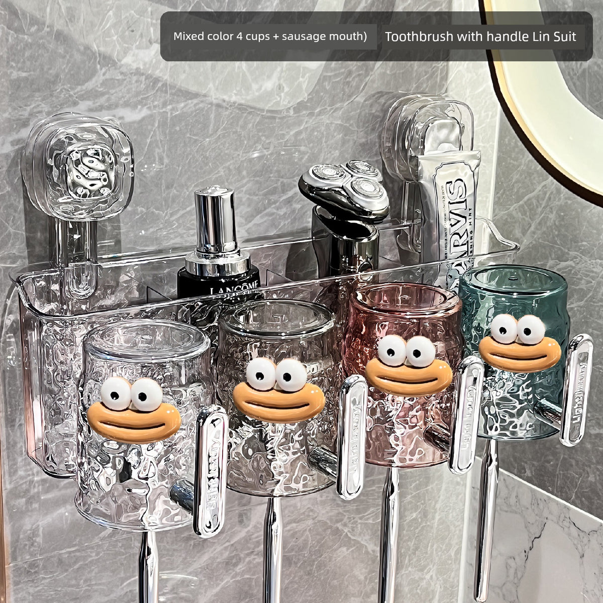 Suction Cup Toothbrush Rack Wall-Mounted No Punch Toothbrush Holder New Arrival Bathroom Tooth Cup Gargle Cup Shelf